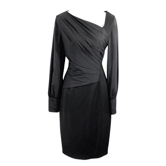 NWOT Reiss black asymmetric neckline blouson sleeve dress BB22 - Picture 3 of 14